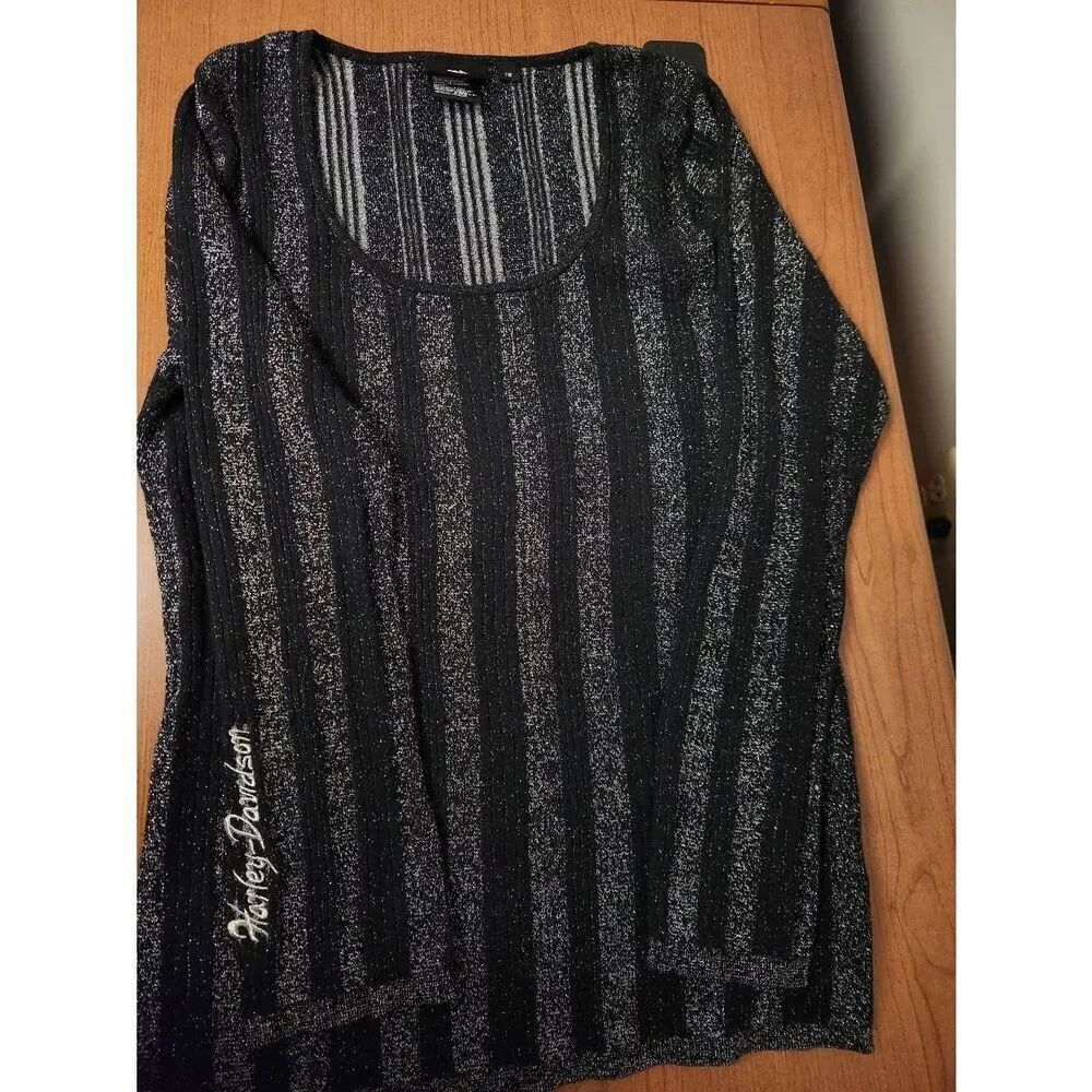 Harley-Davidson 1W Long Sleeve Shirt Metallic Silver embroidered Harley-Davidson